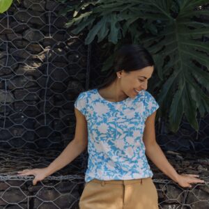 BLUSA DE LACTANCIA PROLACTAMOR - FLOR CELESTE
