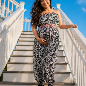 ENTERIZO FLORAL BANDW  - NEGRO